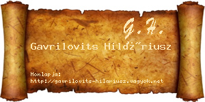 Gavrilovits Hiláriusz névjegykártya